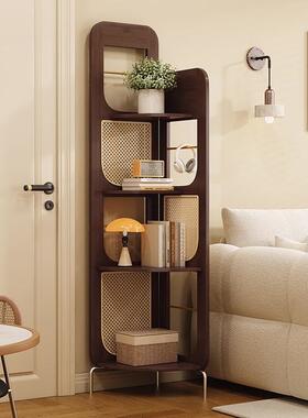 法式中复实木藤编三拐转角柜子古FZG物置书架客厅沙风发边收纳屏