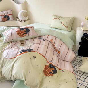 新超款小UTY清新卡数码通印花柔适水洗棉床笠款床单款三件套四舒