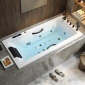 冲浪按摩浴缸恒温加热高级水疗彩灯泡泡浴含扶手砌筑 嵌入式 浴缸