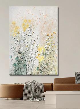 顺木丰】厅白色花卉手绘油画TFZ美田式轻奢装饰画园风客玄关挂画