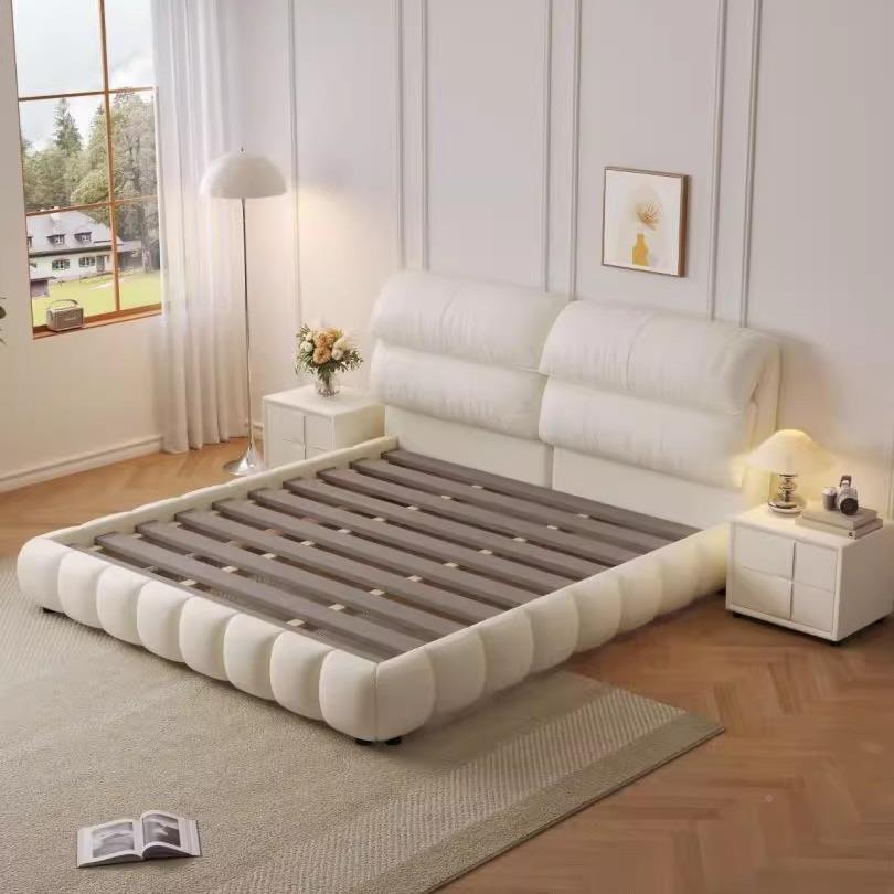 奶油大象米耳朵猫爪1皮床高端法式风567泡芙床轻奢高靠.8双人主卧