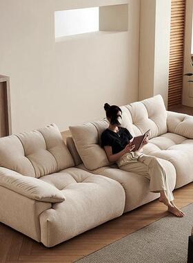 花苞云朵奶油风沙布发20排25新款轻奢艺雪尼尔客UEZ厅小型直沙户