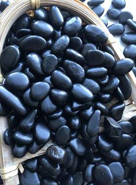 黑色鹅卵高抛光精品YPR黑色雨花石黑园石林造景铺路普抛鹅色卵石