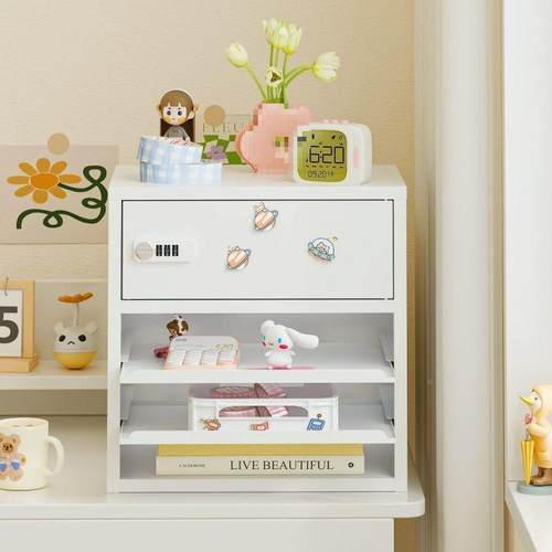 信盘收纳学生宿舍带锁小密YIE箱子盗办公室码锁收纳储物防柜保柜