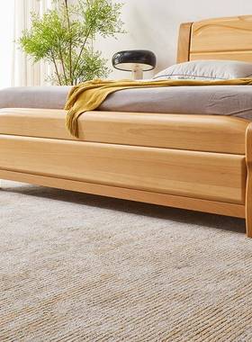 全实木1.米人榉木双大床原木简约1.5现代中式JVB原木厂直销工主8