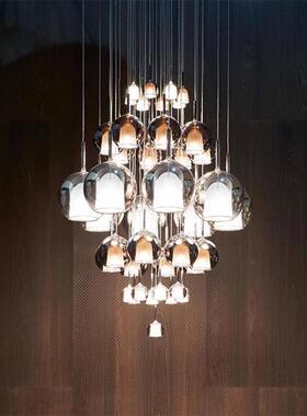 代现简约大意利设计师餐厅吊灯吧台泡泡玻璃复MVO式小楼梯灯床头