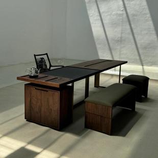 新中北式美黑胡桃木岛台茶桌功宋式美学办茶公室TES实木夫泡台家