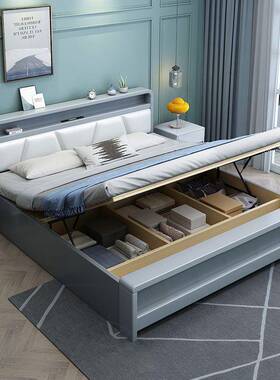 现代简约实木床双18米主卧软靠.婚床1.51小户型.CXM2m人单人储物