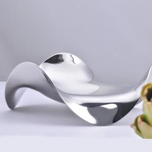 34锈钢波QM254浪水果售盘楼处样板房客厅茶几软装饰0收纳托不盘曲