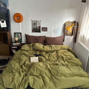 美式lianlian复古子全洗棉单品被套简约风纯棉被罩格单棉件学生宿