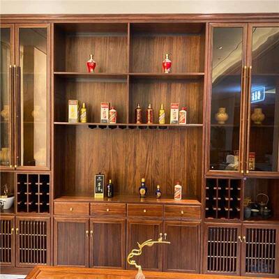 2767设计师款中式全屋乌金木整体厅客新实木置物书柜储柜别墅物厂
