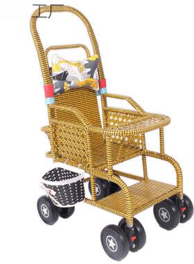 编小推车夏季婴儿藤椅推车仿轻躺便竹藤宝宝可坐藤条JOC安全舒藤