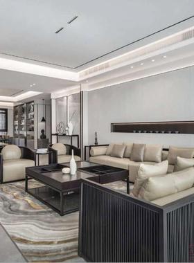 0物J新中式万鸡翅木沙发组木合实现代约轻奢客厅样简F76567MH板房