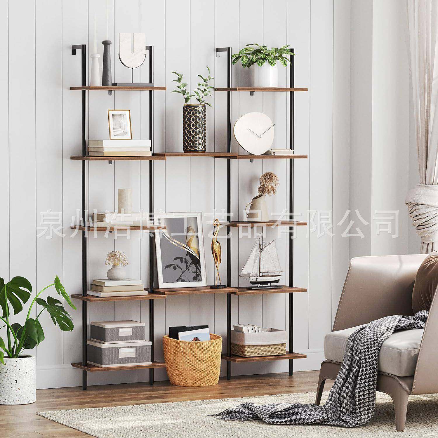 梯示形架层木制壁挂HB575式书架物，窄书架展架储6架植物架，黑色,收纳整理,书桌收纳置物架,淘宝优惠券,粉丝福利购,淘宝优惠卷