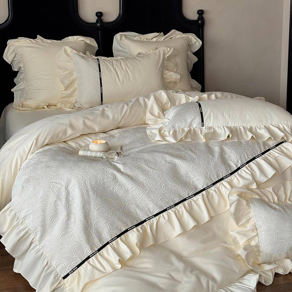 唯KLE美本风全赫磨毛四件套玫瑰提花纯棉被女套床单生秋冬棉床上