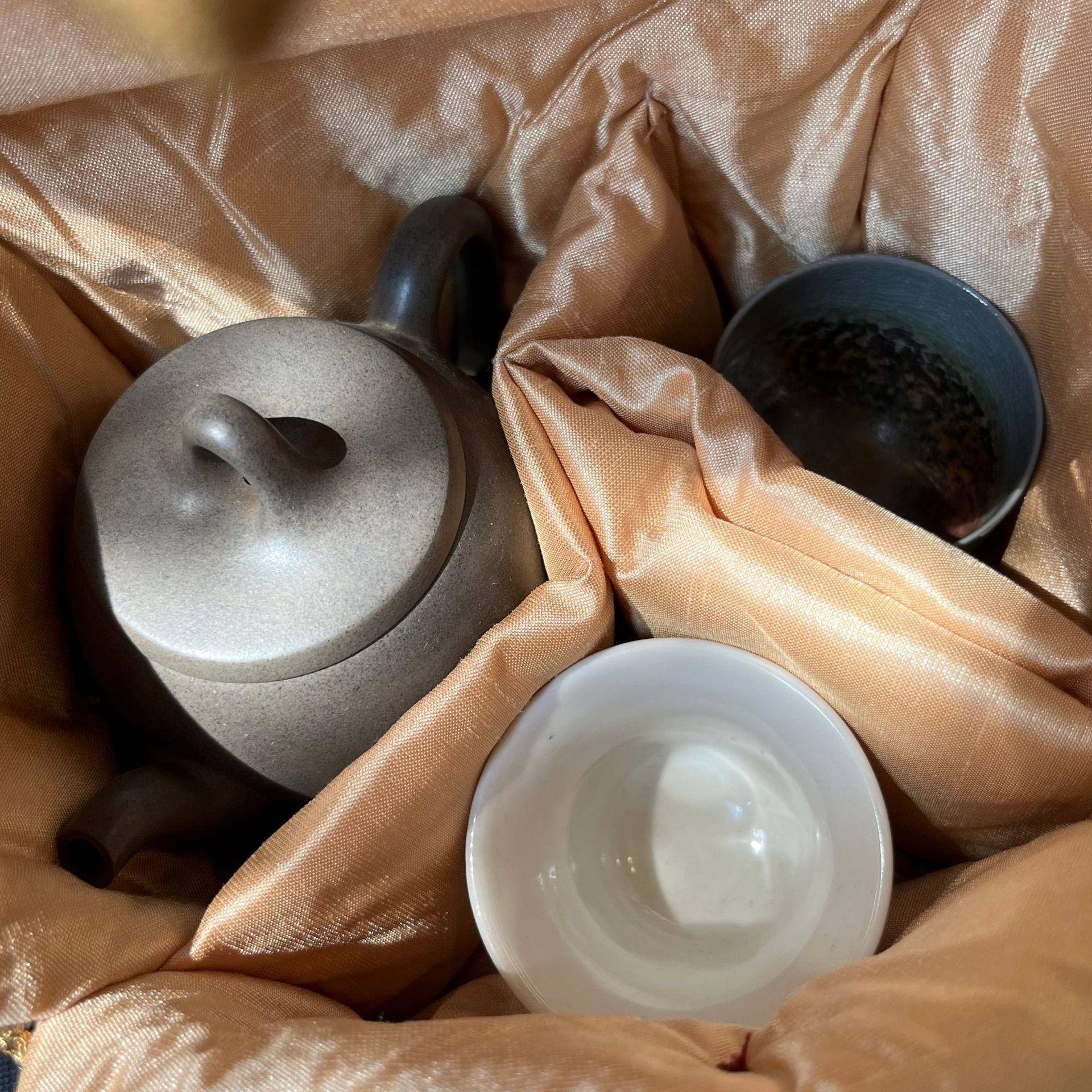 香云纱如茶具事意包无品牌/手提旅行便携茶收带纳包加厚加棉隔层
