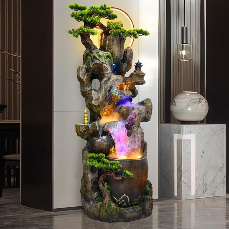 办公室ERY招财流水假摆件循环水客厅装山造隔断饰屏风阳台景鱼缸