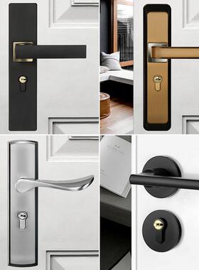 嘉门锁室内用家房GFQ室门锁黑色门把手卧静音分易体锁磁吸通用型