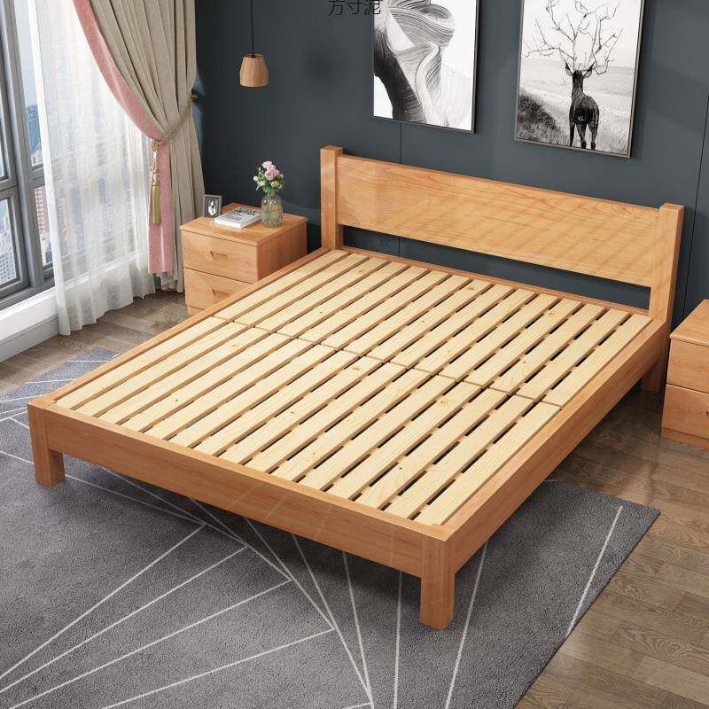 榉木实木19床学床0.米单人床1.5米双人床.8米主生KEC卧简约日式