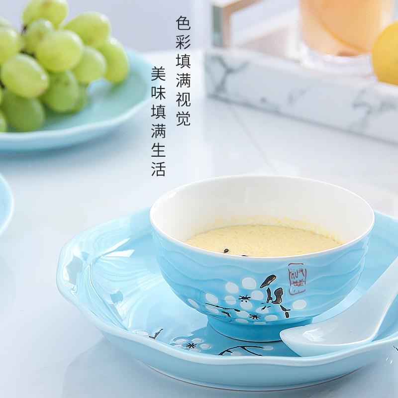 碗碟套装家用4-6人简约创式意吃碗饭盘筷子合陶瓷组汤面碗Gs2KNos