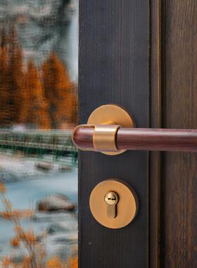 雷门欧新中式锁室内卧房间门锁家用木贝门门锁分体磁吸86777静音