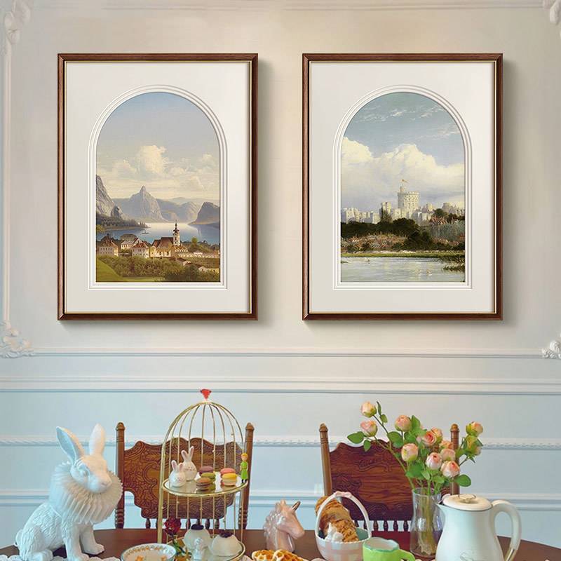 多层卡纸拱形挂画客厅展厅艺术装饰画欧式法师复古玄关艺术壁画图片