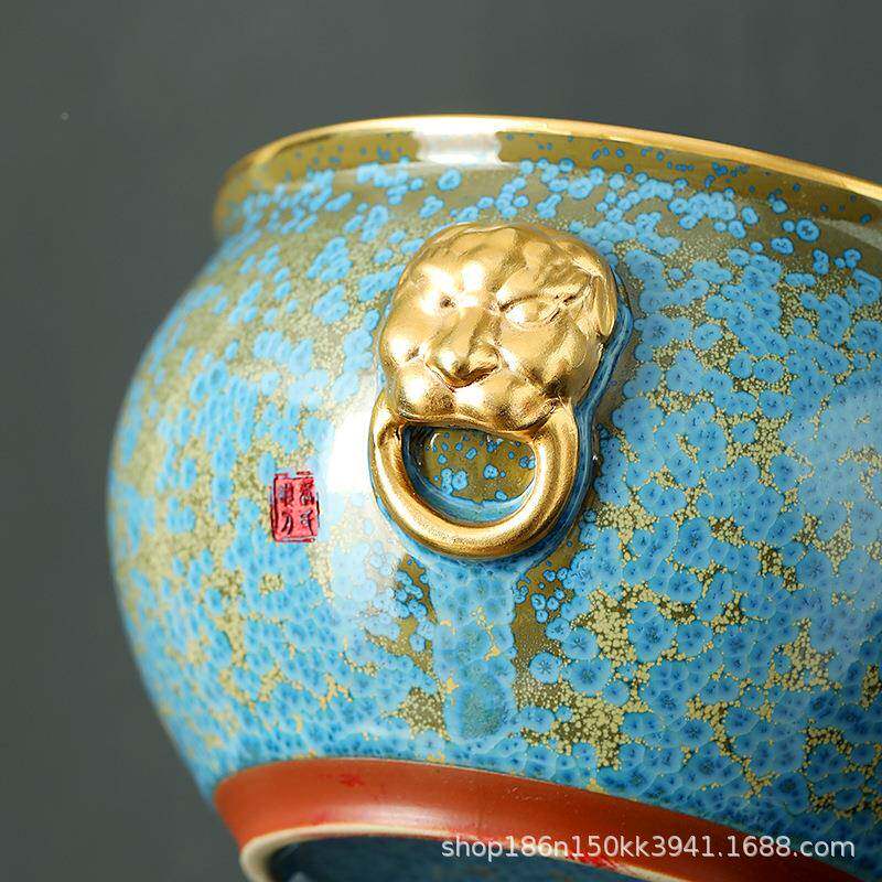 钧御窑变JVU浮翠玉陶瓷大号茶茶洗建水蓝六君高端壶子承茶道具零