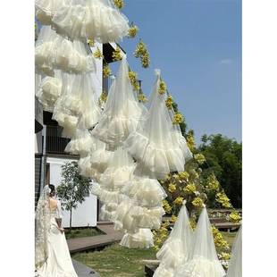 新品梦幻AJE朵纱幔宴会礼派外对拍照背景挂饰云户场景装婚饰