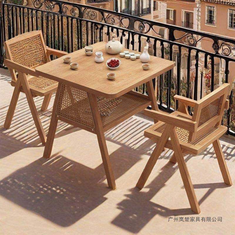 实木三阳藤台茶桌椅组简约洽谈桌网红一桌两椅合小户型b995989休,商业/办公家具,商用藤编家具,淘宝优惠券,粉丝福利购,淘宝优惠卷