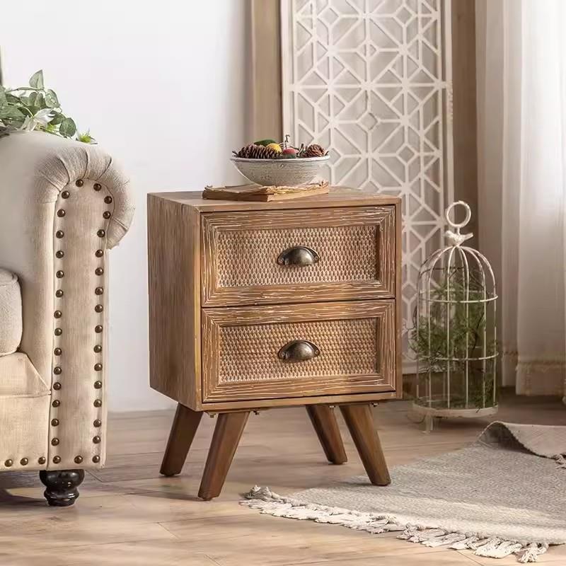 复古实型网木小卧室床WY-1688头柜红简纳易创意窄迷你抽屉式收储