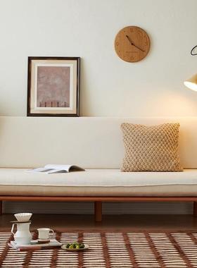 拆实洗布艺沙人发客厅台小户阳型日式原木风木无扶手双人懒TWV沙