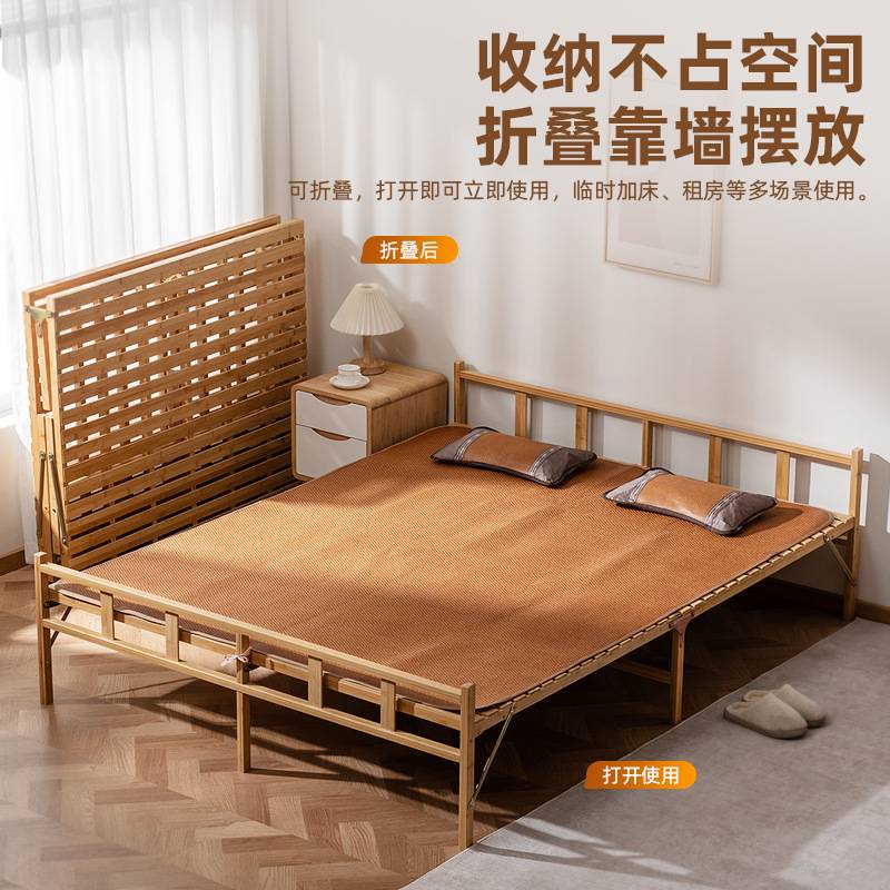 免安装折叠床单人床家用成人午休竹床双人简易床小床出租房午睡床