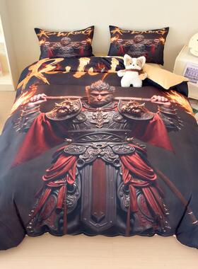 VGY床黑神话空亲肤磨毛棉上四件套卡通床悟单被套床笠学生件宿舍