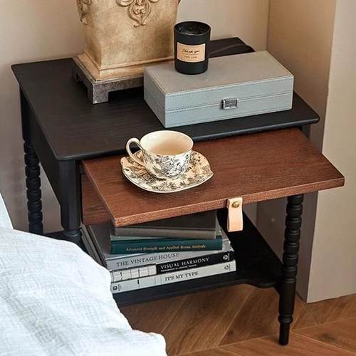 法式复古客厅边ZW502几沙发置物柜几角美式实木床头柜全美木实北