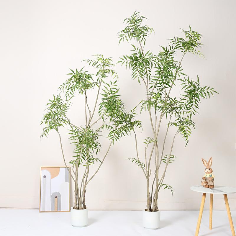 真十大功劳假植物仿真绿植室内栽客装厅饰落地盆仿假绿植橱窗竹叶
