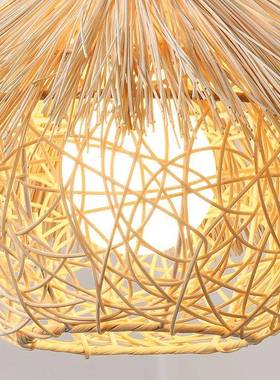 创意田园个竹编吊卧室餐AL-65713厅家乐草帽藤性艺复古卡座小农包