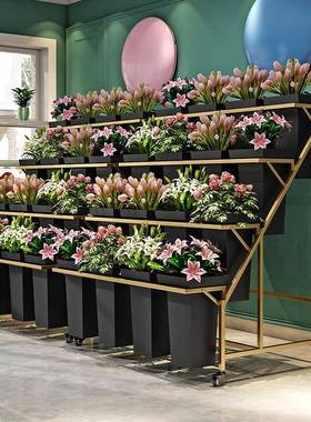 摆摊可桶移动花阶梯多层花店方铁KJ65500艺鲜假花架子花架店花桶