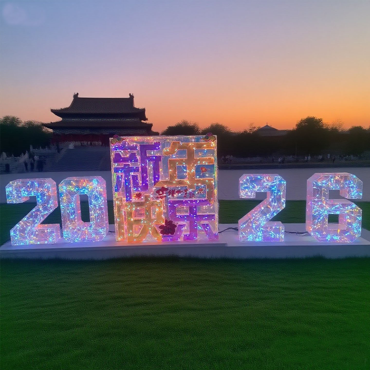 2026马年发光立体字元旦布置