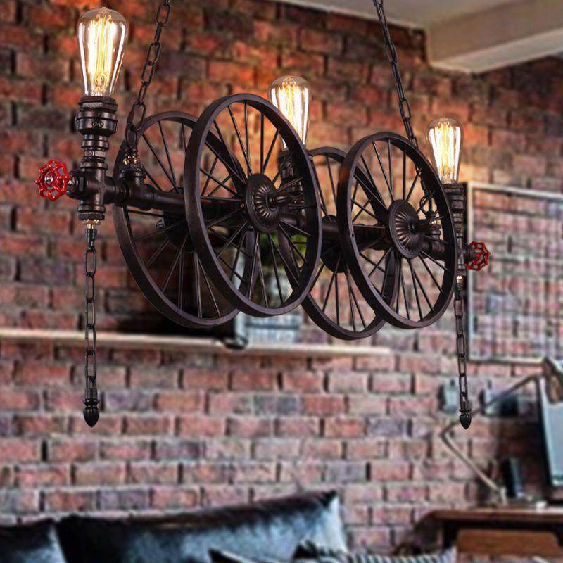 复烤7659古厅饭店工业风吊灯loft酒吧烧店餐吧台个性创车轮铁艺意,家装灯饰光源,智能吊灯,淘宝优惠券,粉丝福利购,淘宝优惠卷