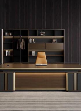 高档老板桌办公裁桌简约现jls7HTSS代长轻奢总桌董事大班台办室桌