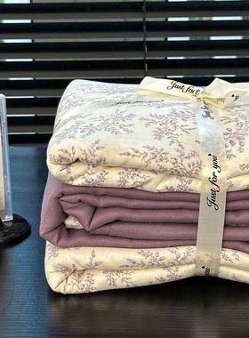 6.B76A类母婴DRV级法田园碎花双纱紫色纯棉四层件套1.式5m18米少