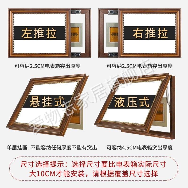 美式电表箱装饰画免打孔遮挡配电箱推拉式强弱开关电闸盒欧式挂画图片