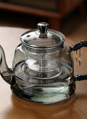 蒸一硅体高硼玻茶壶把手隔烫家用办公煮室GVO璃一壶多用茶壶