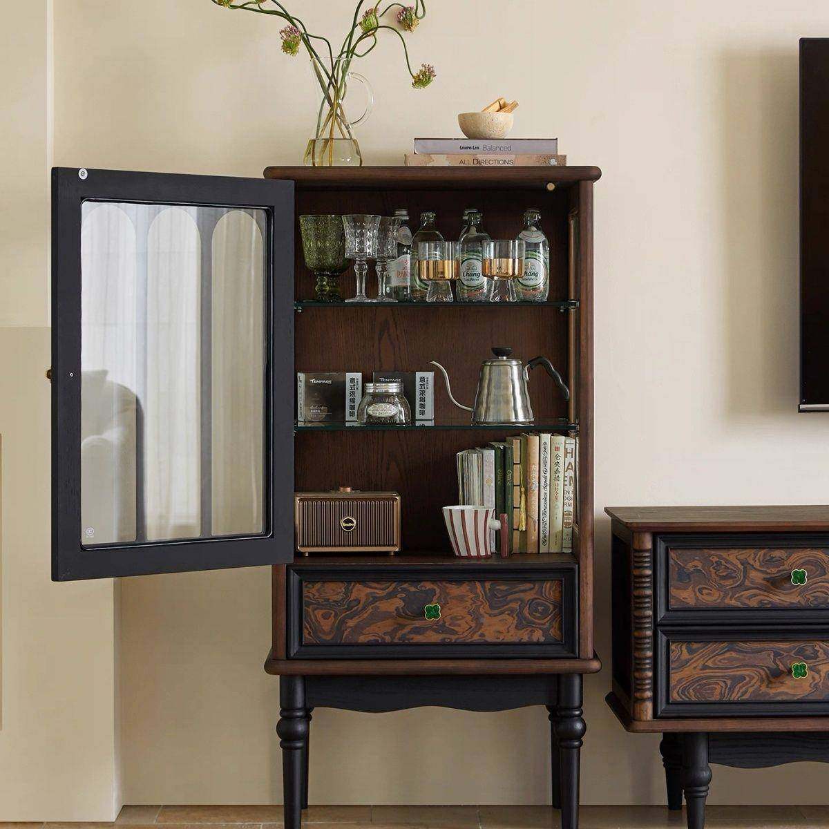 无品牌/法式古玻璃门实木酒客厅家用美式展示柜电储物柜柜视柜复