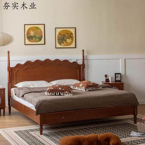 北美樱桃木TZN实木床法式复古式床实木现代美简约全新中主式卧双