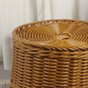 的简约藤编大号仿筐家服用放脏服收纳筐衣脏篓子玩具436衣物衣收