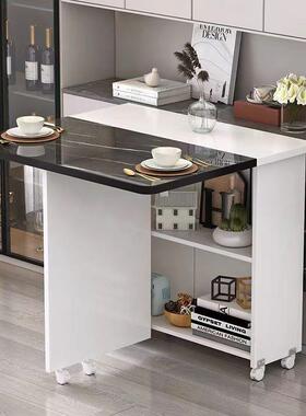 折叠餐移桌家用小户型可伸缩长MTZ形简易多功能方吃饭桌小子可动