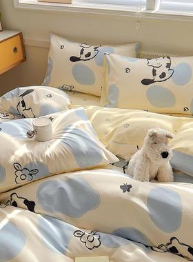 四纯棉件套小a类母婴级40支清新卡通可爱1UEX00棉全床单被套床品