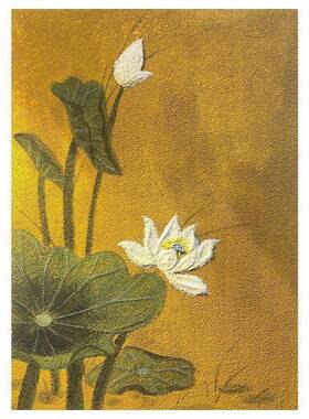 厚顺丰荷花肌理卉新中式装饰画玄关复古手绘油FBE画客石英砂花厅