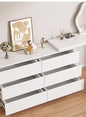 油梳妆台家用卧室现代约斗柜一体简化妆台奶风小型可伸AL-69581缩